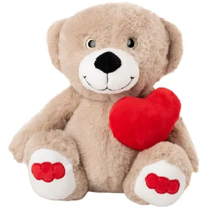 Jucărie de pluș Amek Toys - Ursuleț de pluș cu inimă, bej, 25 cm