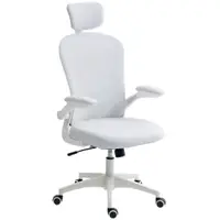 Vinsetto Scaun de birou din plasă cu spătar înalt tetieră reglabilă suport lombar 4D 62x64x120 cm Alb | Aosom Romania