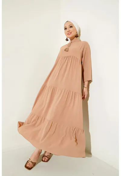 Rochie maxi dama - HiCCUP - poliester/lycra - lejera - maro
