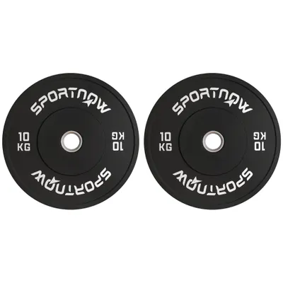 SPORTNOW Set 2 Discuri Cauciuc Greutate 10 kg Gaură 5 cm pentru Gantere,Haltere