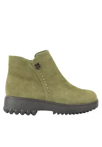 Ghete casual - dama - B09008 verde - piele intoarsa - Negru