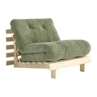 Fotoliu verde extensibil de tip futon cu tapițerie din catifea reiată Roots – Karup