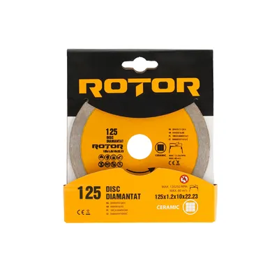 Disc diamantat continuu ROTOR 125x1.2x10x22.23 mm pentru beton