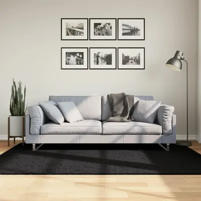 vidaXL Covor „OVIEDO”, fire scurte, negru, 140x200 cm