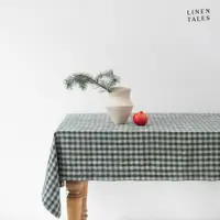 Față de masă din in 140x250 cm Forest Green Gingham – Linen Tales