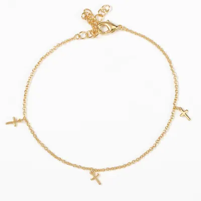 Bratara placata cu aur 14K cu trei cruciulite