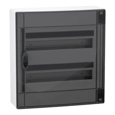 PrismaSet XS, Cofret cu montaj aparent, 2x18 Module, material plastic, usa fumurie, cu 1 bloc terminal