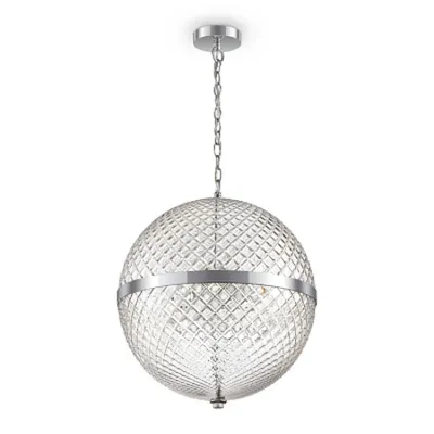 Corp de iluminat susendat Yonkers - H(min) 500mm, H(max) 1620mm, ⌀ 405mm , Transparent, 3 X E14 (40W), Metal, Glass, IP20, 6.9kg