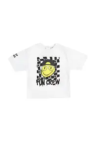 Tricou Fun Crew - Feeling Good - Alb si Negru - pentru baietei - Alb