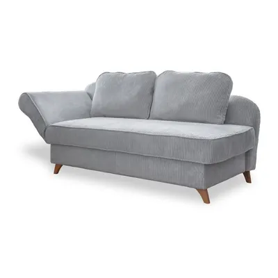 Șezlong gri deschis cu tapițerie din catifea reiată (cu colț pe partea stângă) Chic Charlotte – Miuform