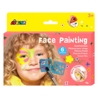 Trusa make-up pictura fata cu sabloane incluse - sase culori non-alergice - flori si fluturi