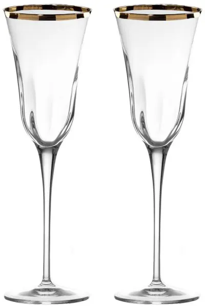 Pahare de șampanie La Reine - Julia Optic, Gold Rim, 2 buc., 240 ml