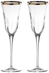 Pahare de șampanie La Reine - Julia Optic, Gold Rim, 2 buc., 240 ml