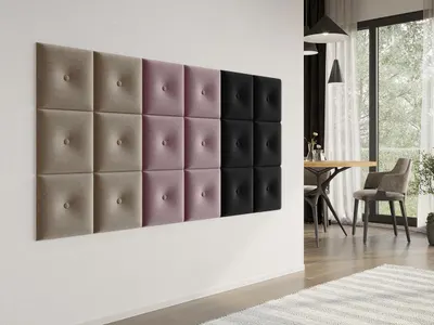 Panou decorativ tapitat - patrat cu buton Roz