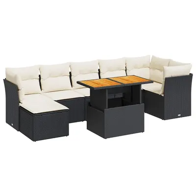 Gossi set mobilier de gradina cu perne, 8 piese, negru, poliratan