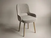 Scaun Berna Tapitat Catifea Bej Maro / Stejar