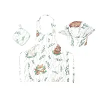 Set Micutul bucatar, MimiNu, Cu sort, o boneta si accesoriu pentru vase calde, Din bumbac certificat Oeko Tex Standard 100, Lulu Natural