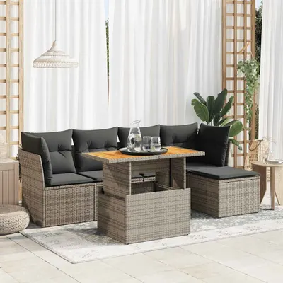 Gossi set mobilier gradina cu perne, 6 piese, gri, poliratan