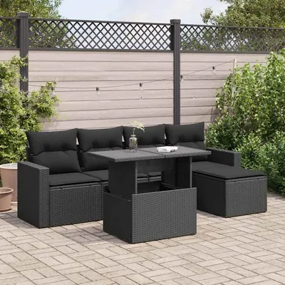 Gossi set mobilier de gradina cu perne, 6 piese, negru, poliratan