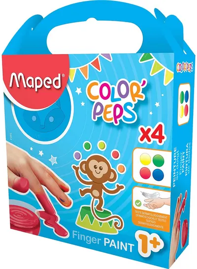 Vopsele de pictura cu degetele Maped Color Peps - 4 culori, 80 ml