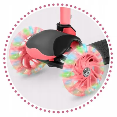 Trotineta Ricokids Loco roz-negru pliabila, ghidon reglabil, roti cu Led, platforma antiderapanta, greutate admisa 25 kg