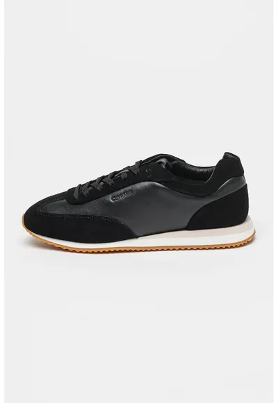 Pantofi sport din piele si piele intoarsa - Negru