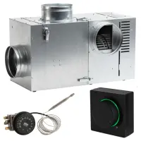 Set Ventilator semineu profesional 570 bypass - GEN II +Regulator electronic Negru Patrat + Termostat