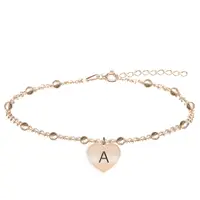 Filiz - Bratara personalizata tip salba pentru picior cu inimioara din argint 925 placat cu aur roz