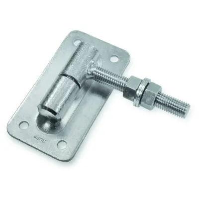 Balama cu placa de sustinere pentru porti batante, porti mici, trape, filet M18, reglabila, lungime 145 mm, otel galvanizat