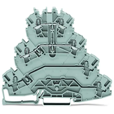 Quadruple-deck rail-mounted terminal block; Rail-mounted terminal block for electric motor wiring; L1 - L2; without marker carrier; for DIN-rail 35 x 15 and 35 x 7.5; 2.5 mm²; Push-in CAGE CLAMP®; 2,50 mm²; gray