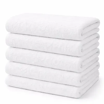Set 5 prosoape medii 50x90cm, din 100% bumbac pakistanez, 600g, Premium Hotel Collection, Alb
