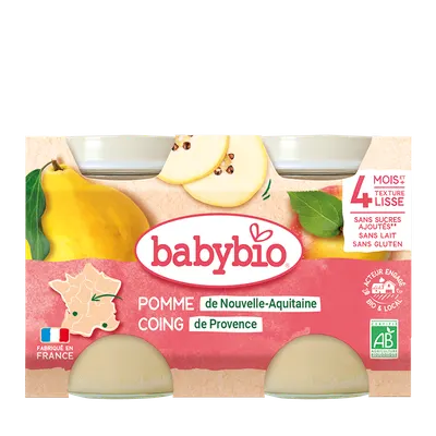 Piure de mere si gutui, 2 x 130g, BabyBio