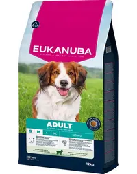 EUKANUBA Adult Small Medium Breeds Lamb Rice 12 kg hrană câini rase mici și medii bogată în carne de miel și orez