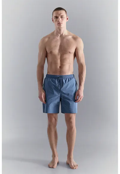 Pantaloni scurti de baie cu snur in talie - Albastru lavanda