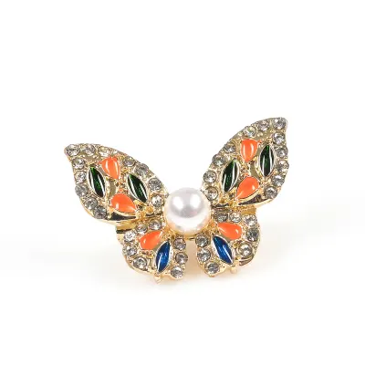 Brosa martisor fluture elegant cu pietre portocalii