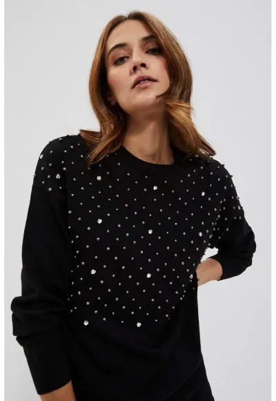 Pulover negru cu perle - Negru