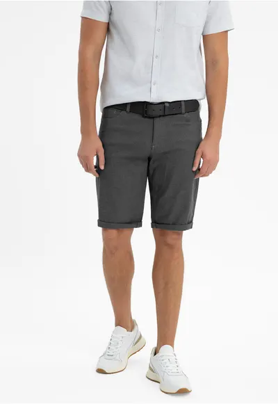 Pantaloni scurti barbati din bumbac - cu buzunare - Comfort Fit - P-Yoko - grafit - Gri grafit