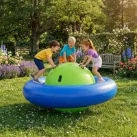 Balansoar gonflabil gigant de echilibru BlueGreen, capacitate pana la 3 utilizatori, sarcina maxima 150 kg, cu 6 manere de suport, dimensiune 223 x 123 cm