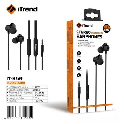 Casti cu Fir Itrend 269 3.5mm Jack Microfon