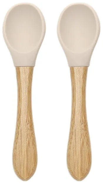 Linguri din silicon cu bambus Lorelli - Natural, 2 buc, Beige
