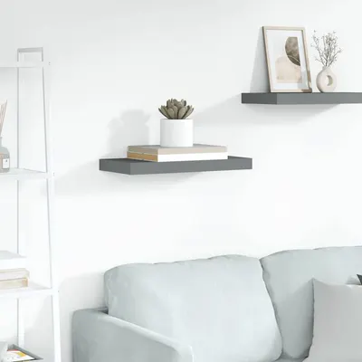 vidaXL Raft de perete suspendat, gri extralucios, 50x23,5x3,8 cm, MDF