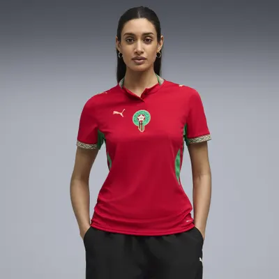 Tricou fotbal femei croială atletică Heimtrikot, roșu și verde PUMA
