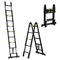 DURHAND Scară Telescopică Pliabilă cu 10 Trepte, Scară Extensibilă din Aluminiu și Metal, 320x67x7 cm, Neagră | Aosom Romania
