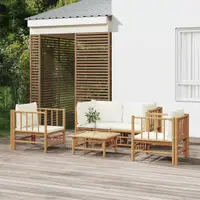 Gossi set mobilier de gradina cu perne alb crem, 2 piese, bambus