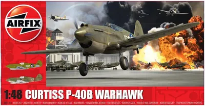 Model asamblat Airfix Militar : Avioane - Avion de luptă american Curtiss P-40B Warhawk