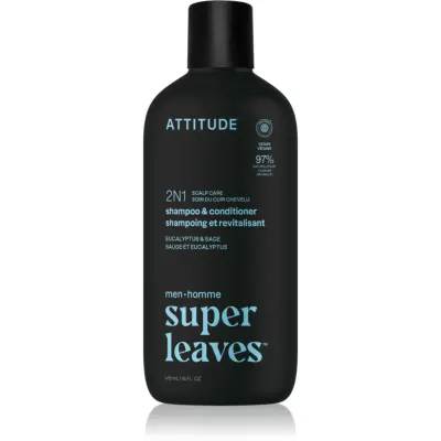 Attitude Super Leaves Men's Shampoo and Conditioner 2-in-1 sampon si balsam 2 in 1 pentru barbati Eucalyptus & Sage 415 ml