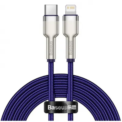 Cablu Date si Incarcare USB-C - Lightning Baseus Cafule Metal Series, 20W, 2m, Mov CATLJK-B05