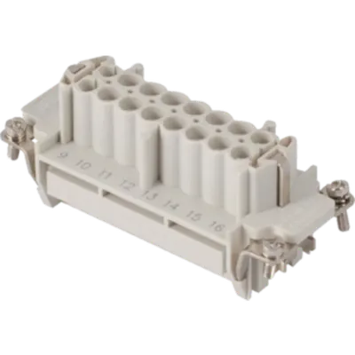 Insert pentru conector Mama - 77X27 - 16P + E 16A 500V / 6kV / 3 - SPRING TERMINAL - GRI