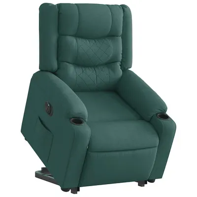 Gossi fotoliu electric rabatabil cu ridicare, verde inchis, textil