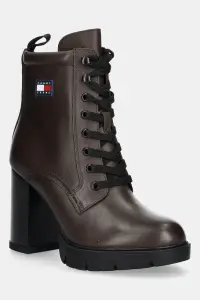 Tommy Jeans cizme de piele TJW HEEL LACE UP BOOT